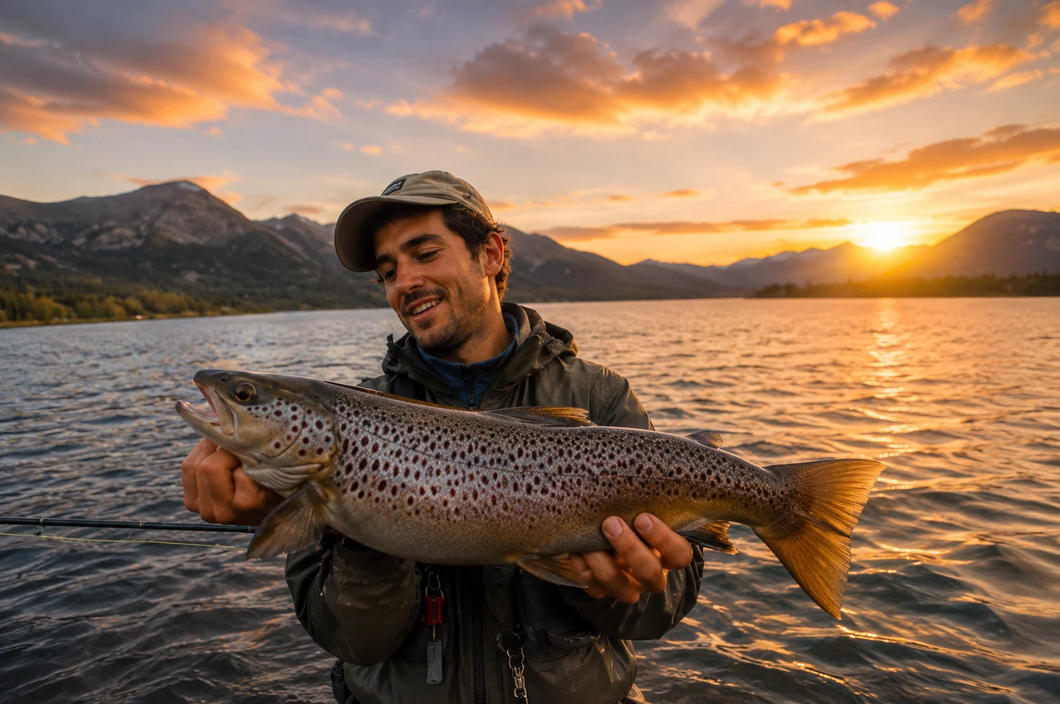 Pesca con mosca en el Río Meliquina al amanecer